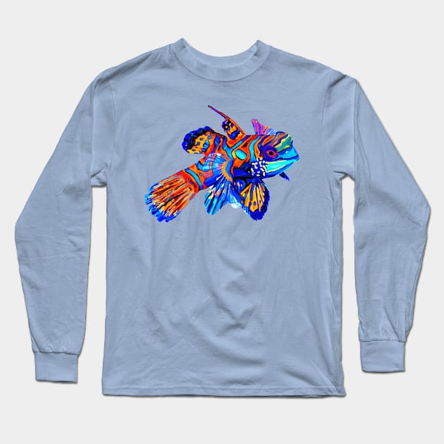 Vibrant Mandarinfish Long Sleeve T-Shirt by Art by Deborah Camp